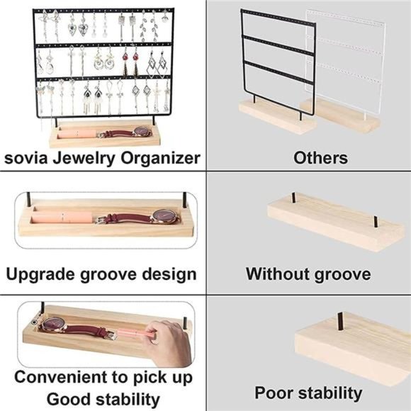 Earring Organizer 3-Tier 75 Holes Jewelry Organizer Display Stand,Metal Holder - Picture 6 of 6